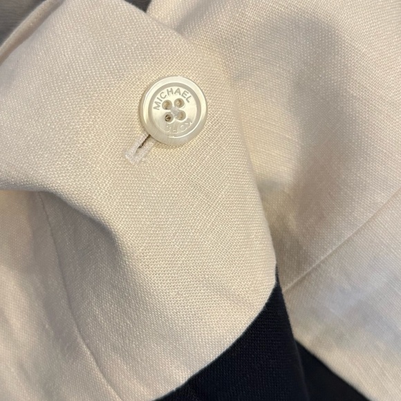 MICHAEL Michael Kors 100% Linen Cream + Black Classy Sophisticated Blazer Sz 2 - Picture 11 of 12